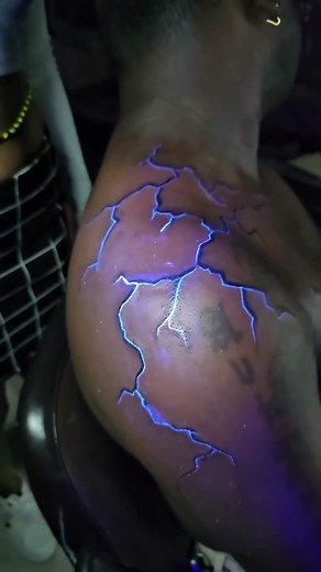 UV Light Tattoo | Lightning Bolt Design | Tattoo Video