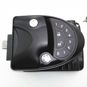 [Hot Item] RV Keyless Entry Door Lock Latch Handle Knob Deadbolt Caravan Trailer Black Keyless Handle and Integrated Keypad