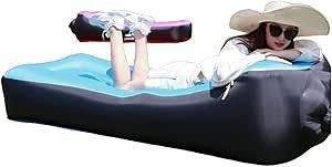 LUTEM Inflatable Lounger Outdoor Inflatable Couch Size:70.77(L)*32.67(W)*24.47(H) inch Indoor Recreation Outdoor Sports, Travelling Gear/Beach Lounger/Sleeping Bag/picnics/Camping Bed (Blue)