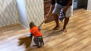 210K views · 10K reactions | Jason So Adorable Diligent Take Broom To Help Sweep Floor Uncle | Monkey Jason | Facebook