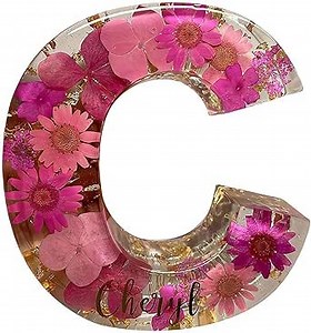 Floral Resin Night Light, Dried Flower Letters with LED Light for Mother, Wife, Personalized Name Creative Letter Lamp, Birthday Party Decor