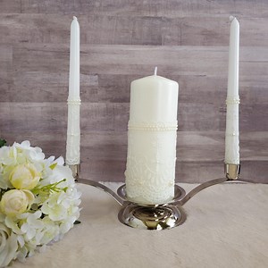 Wedding Unity Candles With Silver Candle Holder Set, 1pc 6 Inches Pillar Candle and 2 Pcs 10 Inches Taper Candles - Etsy