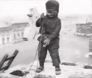 3 year old chimney sweep in 1933. Did you know? In England (late 1600s) building codes changed in response to the Great Fire of London, which gutted the city. Chimneys were required to be much narrower than before. Keeping the chimneys free of obstruction became more of a priority and a challenge. Instead of inventing a tool, children were employed as human chimney sweeps. For over 200 years, this practice went on despite the deplorable conditions the kids lived in, the horrible health effects t