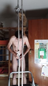 Hanging myself at my balls from the cailing