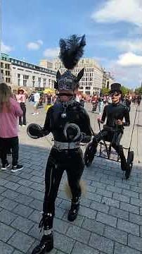 Sexy girl in latex as a pony at the Brandenburg Gate / in Latex als Pony am Brandenburger Tor