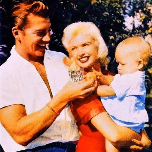 "In 1959, Hollywood icon Jayne Mansfield and her second husband, bodybuilder Mickey Hargitay, posed with their infant son Miklos Jr. and her daughter Jayne Marie from her first marriage at their legendary Beverly Hills estate, affectionately nicknamed the Pink Palace." | History Through Time