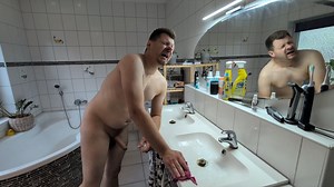 Sneezing while cleaning the Bathroom