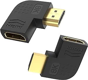 8K HDMI Adapter, 2 Pack 90 and 270 Degree Adapter HDMI Right Angle Adapter Male to Female HDMI 2.1 Cable Adapter with 8K@60Hz, 4K@120Hz, HDR, eARC for HDTV Switch Laptop PS4 PS5 Xbox