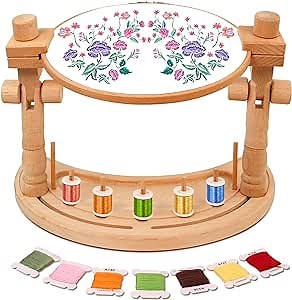 Jasvelly Adjustable Embroidery Stand, Rotated Cross Stitch Hoop Holder, Wood 983234 embroidery stand embroidery hoop stand lap