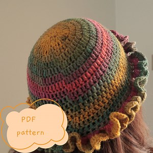 Crochet Pattern, Ruffle Edge Hat Pattern / Crochet Bucket Hat - Etsy Australia