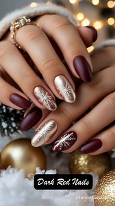 69K views · 804 reactions | A refined manicure in deep red tones, elevated with gold accents for a timeless and luxurious finish. The rich color brings confidence and sophistication, while the gold details add shine and elegance. A classic choice that never goes out of style. ✨ Deep red intensity ✨ Gold luxury accents ✨ A timeless, elegant manicure #darkrednails #goldaccentnails #festivenails #rednails #nailinspo | Manichiura cu gel | Facebook