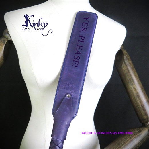 Purple Leather Spanking Paddle | Flexible Impact Play Paddle With Wooden Handle | BDSM Leather Accessory - Etsy