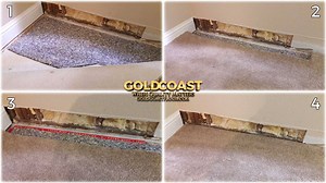 Have a small water damage? Don't worry about replacing all the carpet in the room. At this job we were able to install new padding, tack strips, And take a piece of carpet from the closet to replace the damaged area of carpet. Don't replace it, let us Repair it! Gold Coast Flooring | GoldCoast Carpet & Tile Care