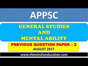 APPSC General Studies & Mental Ability Previous Paper part-2