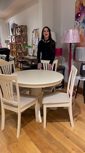 The perfect dining table for small spaces! This beautiful cream table is extendable, offering more seating space when needed! Reduced now to €285 in our Ballybofey store 🤍 | Foy and Company