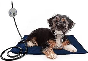PETLESO Dog Heating Pad - Winter Warm Heating Pad with Adjustable Temperature UL Certificate Safety for Medium to Large Pets, 24×18” Blue