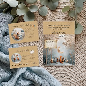 Woodland Forest Baby Shower Invite Bundle (digital Template) | Woodland Friends Invitation, Diaper Raffle & Bring a Book Card - Etsy Canada
