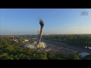 Huge explosion: 140m-high chimney detonated in Poland