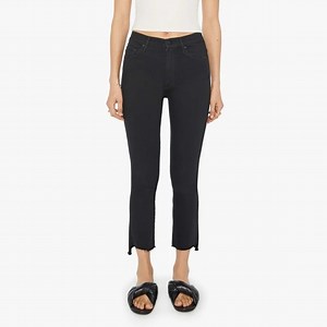 NWT MOTHER The Insider Crop Step Fray Jeans Black 26