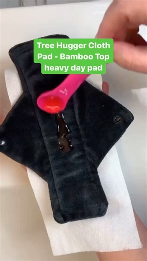 Absorbency test on a Tree Hugger Cloth Pad. The pad in this video is a 9 inch long bamboo topped heavy absorbency pad. #clothpads | Tree Hugger Cloth Pads