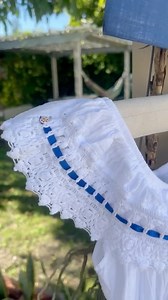 Vestido De Algodón Con Aplicaciones Azules - Etsy