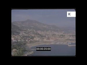 1960s, 1970s French Riviera, Monte Carlo Coastline Aerials, HD