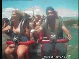 Tits flop out on roller coaster ride