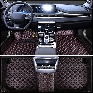 Car Custom Floor Mats for Jeep Grand Cherokee WK Wrangler Sahara JK Commander Cherokee Compass Renegade Luxury Leather Waterproof Non-Slip Full Coverage Floor Liner Full Set