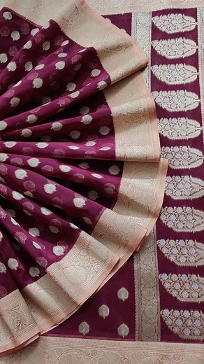 1.3K views · 18 reactions | Maroon colour organza banarasi saree with...