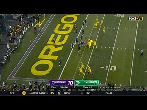 Oregon fumbles on the goal line after trying to confuse the defense