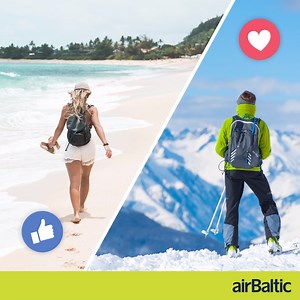 What would you prefer to do on a winter holiday - relax at a sandy beach ☀️ or ski in white mountains ❄️? We will gladly take you to your kind of paradise. Find your perfect winter escape ✈️ http://tiny.cc/lzbtdz | airBaltic