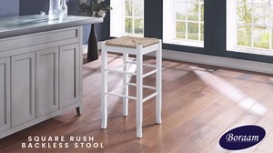 Square Rush Backless Counter Stool – Charcoal Grey Finish