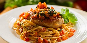 50K views · 1K reactions | Garlic Basil Chicken Breasts with spaghetti. A simple meal using the freshest Italian ingredients. Click recipe30.com for recipe | Recipe30 | Facebook