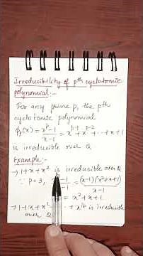 #43 Irreducibility of pth cyclotomic polynomial #ringtheory #cyclotomic polynomials