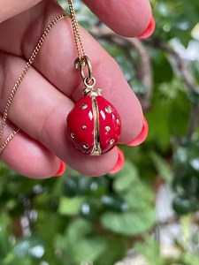 14K Gold Ladybug Pendant Necklace Large - Etsy