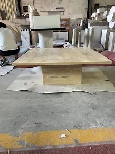 [Hot Item] Oval Dining Room Marble Dining Table Set Concrete Marble Stone Top Travertine Side Coffee Dining Table