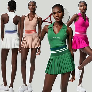 [Hot Item] Womens Pleated Collared Golf Dress Sleeveless Pickleball Outfits Tennis Wear