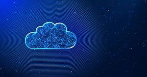 Cloud technology hologram of the Cloud storage.