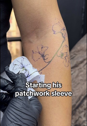 Sweet Pea Flower Tattoo for Patchwork Sleeve