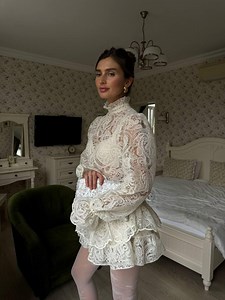 Ruffled Lace Skirt Suit, Romantic Flounce Mini Dress - Etsy UK