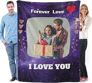 Custom Flannel Blanket with Photos Text-Ships Next Day-Personalized Blankets-Customized Gifts Perfect for Mother, Father, Wife, Men, Kids, Grandma, Baby, Lovers,50"×60"