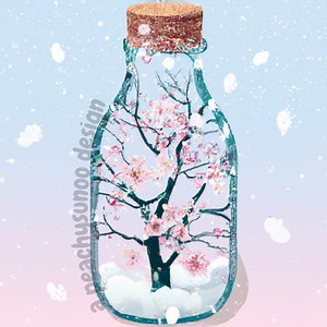 Cherry Blossom Bottle (sticker, Decor, Wallpaper, Etc.) [DIGITAL VER.] - Etsy