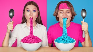 2ating only one color food for 24 hours! 😱 rainbow food challenge with 123go! 🌈 | 123 GO Challenge