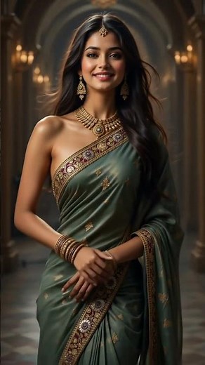 Elegant and Sexy Indian Woman in Saree – Glamorous Fashion Portrait #model #viralvideo #photography
