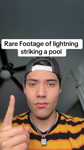 rare footage of lightning striking a pool
