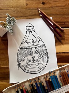 Ausmalbild Maus im Glühbirnen-Haus handgezeichnet Digitales PDF zum Ausmalen - Etsy.de