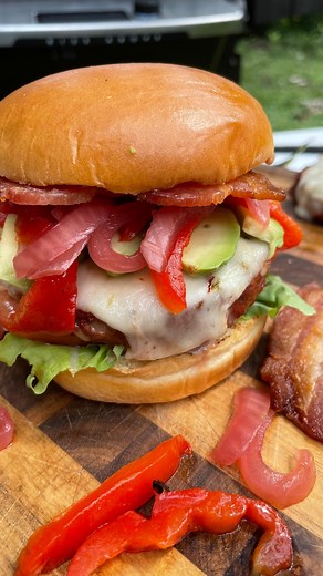 Would you eat this Burger? RECIPE: -Get your pellet grill (I used my @halo.pg Prime 1100) to 375F. -Grab some Hatch Chili Pepper Jack Burgers from @eatmeatdistrict and throw them on the grill till they hit 165F internal. -While that’s cooking, mix together the 1 Cup of Mayonnaise, Zest and Juice of 1 Lime, 2 tbsp chopped Cilantro, and a pinch of Salt. -5 minutes before they are done, top your Burger with a slice of Pepper Jack Cheese. -Toast your Brioche Bun and hit both sides with the Cilantro 