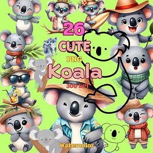 Koala Clipart: Australian PNG Graphics (digital Download - Etsy Canada