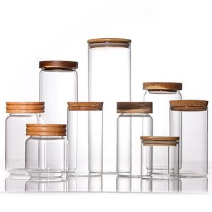 [Hot Item] Clear Stackable Kitchen Canisters Candy Cookie Jar Glass Food Storage Containers with Bamboo Lids
