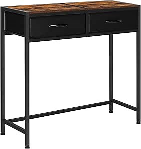 Shinoske Narrow Console Table,33.8" Small Entryway Table with 2 Fabric Drawers,Skinny Sofa Table with Storage for Hallway,Foyer,Entrance Hall,Living Room,Rustic Brown